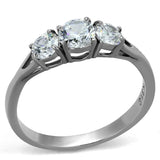 TK2260 - High polished (no plating) Stainless Steel Ring with AAA Grade CZ  in Clear - Alamode