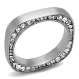 TK2261 - High polished (no plating) Stainless Steel Ring with Top Grade Crystal  in Clear - Alamode