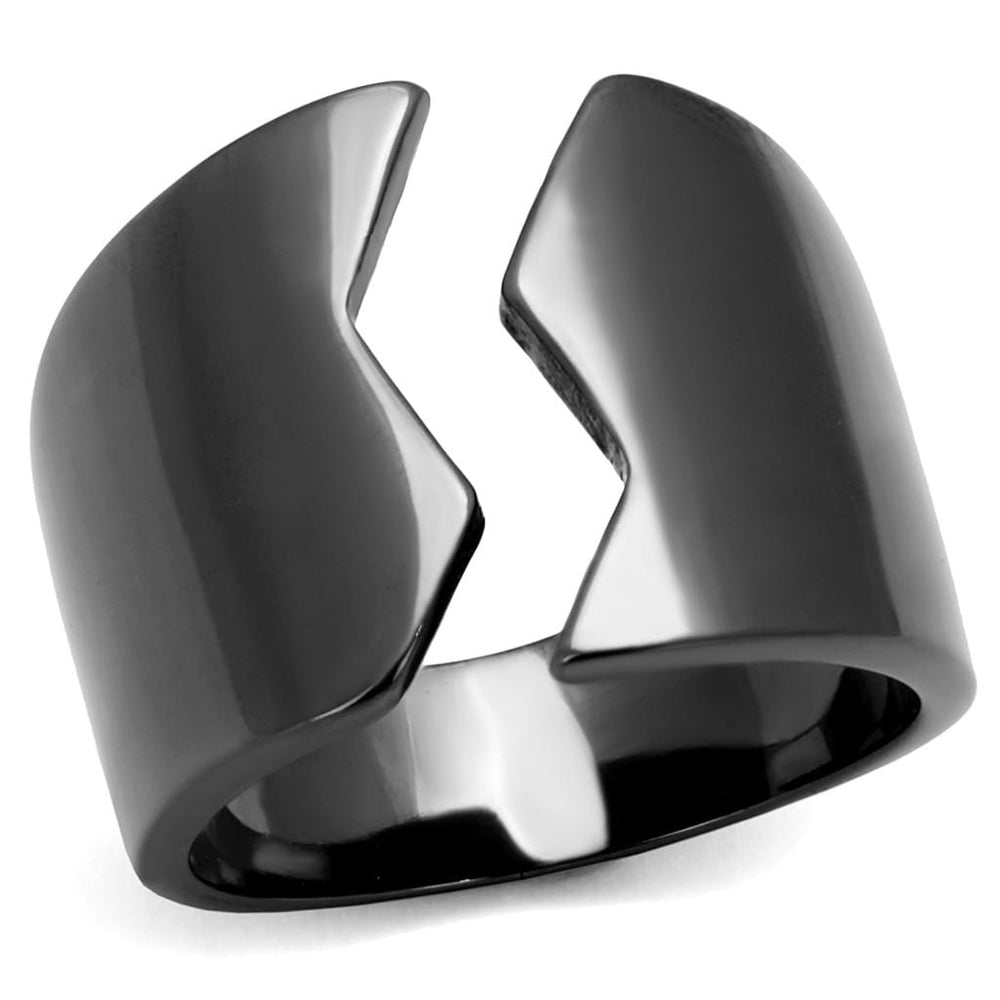 TK2268 - IP Light Black  (IP Gun) Stainless Steel Ring with No Stone - Alamode