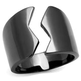 TK2268 - IP Light Black  (IP Gun) Stainless Steel Ring with No Stone - Alamode