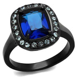 TK2283 - Two-Tone IP Black (Ion Plating) Stainless Steel Ring with Synthetic Synthetic Glass in Montana - Alamode - Flyclothing LLC