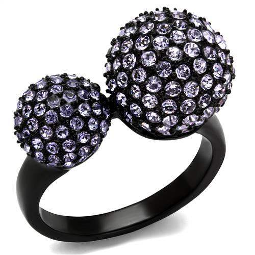 TK2285 - IP Black(Ion Plating) Stainless Steel Ring with Top Grade Crystal in Multi Color - Alamode - Flyclothing LLC