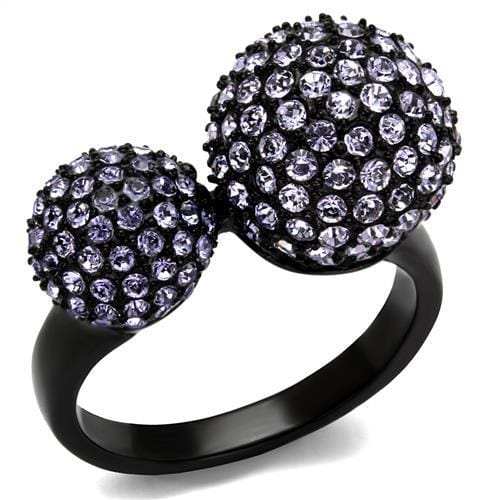 TK2285 - IP Black(Ion Plating) Stainless Steel Ring with Top Grade Crystal in Multi Color - Alamode - Flyclothing LLC
