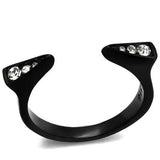 TK2287 - IP Black(Ion Plating) Stainless Steel Ring with Top Grade Crystal  in Clear - Alamode
