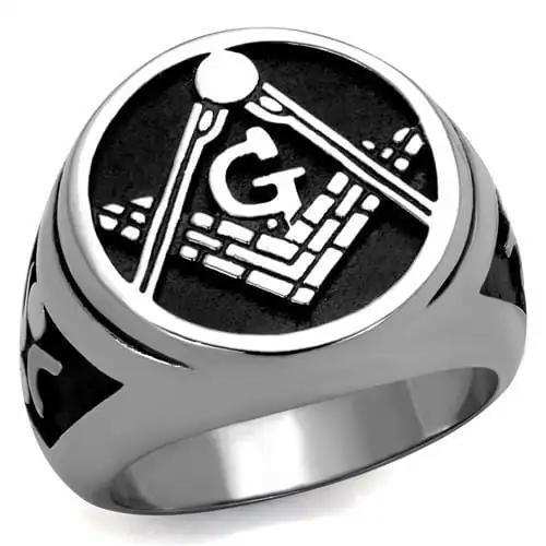 TK2315 - High polished (no plating) Stainless Steel Ring with Epoxy in Jet - Alamode - Flyclothing LLC