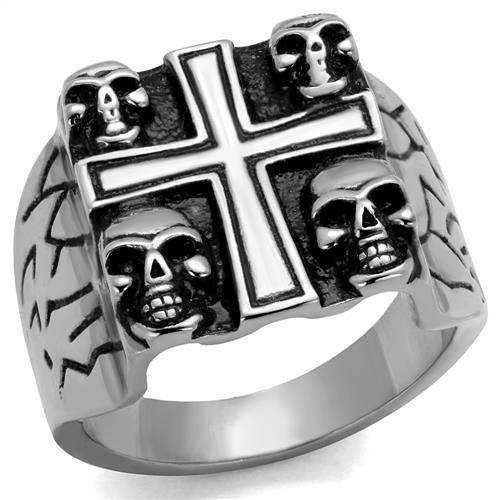 TK2316 - High polished (no plating) Stainless Steel Ring with Epoxy in Jet - Alamode - Flyclothing LLC