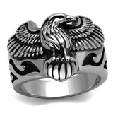 TK2319 - High polished (no plating) Stainless Steel Ring with Epoxy  in Jet - Alamode