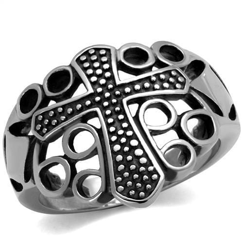 TK2320 - High polished (no plating) Stainless Steel Ring with Epoxy  in Jet - Alamode