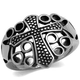 TK2320 - High polished (no plating) Stainless Steel Ring with Epoxy  in Jet - Alamode