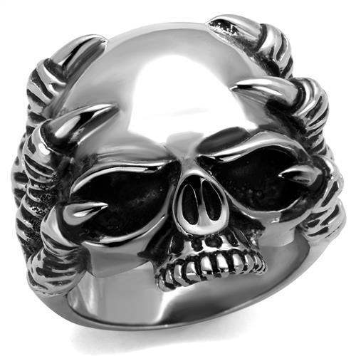 TK2323 - High polished (no plating) Stainless Steel Ring with Epoxy in Jet - Alamode - Flyclothing LLC