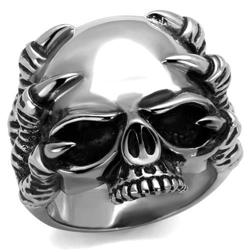 TK2323 - High polished (no plating) Stainless Steel Ring with Epoxy  in Jet