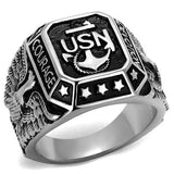 TK2325 - High polished (no plating) Stainless Steel Ring with Epoxy in Jet - Alamode - Flyclothing LLC