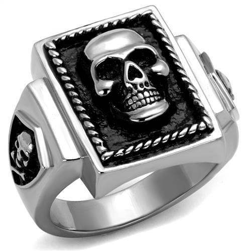 TK2326 - High polished (no plating) Stainless Steel Ring with Epoxy in Jet - Alamode - Flyclothing LLC