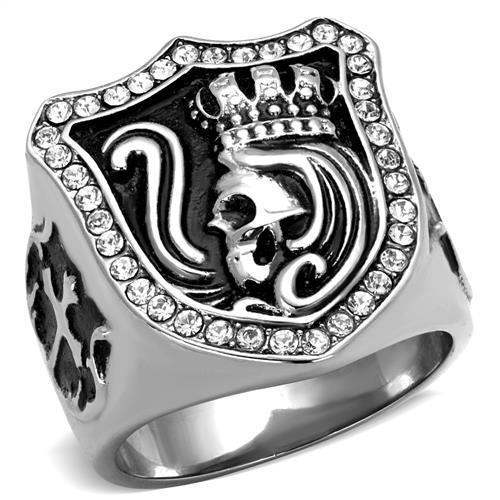 TK2328 - High polished (no plating) Stainless Steel Ring with Top Grade Crystal in Clear - Alamode - Flyclothing LLC