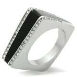 TK232 - High polished (no plating) Stainless Steel Ring with Top Grade Crystal in Clear - Alamode - Flyclothing LLC