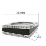 TK232 - High polished (no plating) Stainless Steel Ring with Top Grade Crystal in Clear - Alamode - Flyclothing LLC