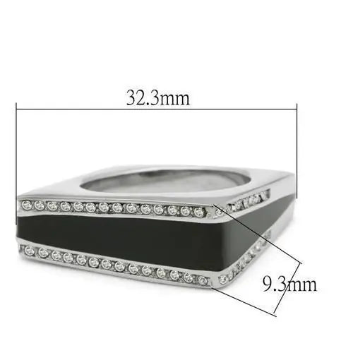 TK232 - High polished (no plating) Stainless Steel Ring with Top Grade Crystal in Clear - Alamode - Flyclothing LLC