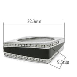 TK232 - High polished (no plating) Stainless Steel Ring with Top Grade Crystal  in Clear - Alamode