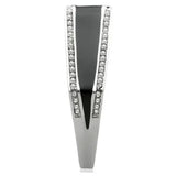 TK232 - High polished (no plating) Stainless Steel Ring with Top Grade Crystal in Clear - Alamode - Flyclothing LLC