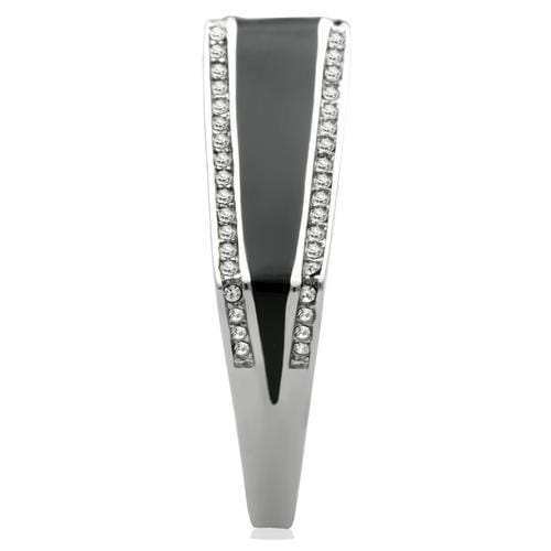 TK232 - High polished (no plating) Stainless Steel Ring with Top Grade Crystal in Clear - Alamode - Flyclothing LLC