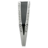 TK232 - High polished (no plating) Stainless Steel Ring with Top Grade Crystal in Clear - Alamode - Flyclothing LLC