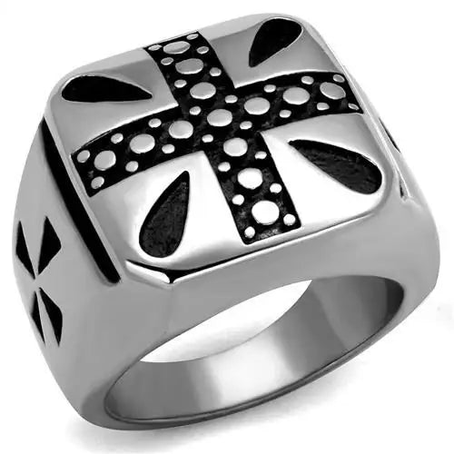 TK2331 - High polished (no plating) Stainless Steel Ring with Epoxy in Jet - Alamode - Flyclothing LLC
