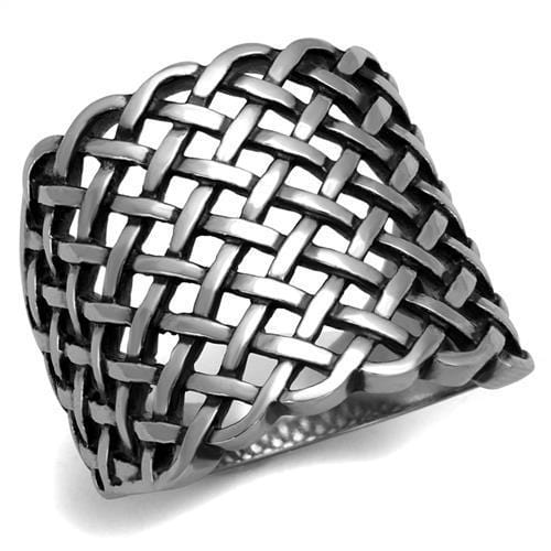 TK2333 - High polished (no plating) Stainless Steel Ring with Epoxy  in Jet - Alamode