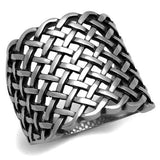 TK2333 - High polished (no plating) Stainless Steel Ring with Epoxy  in Jet - Alamode