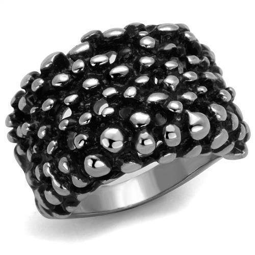 TK2334 - High polished (no plating) Stainless Steel Ring with Epoxy in Jet - Alamode - Flyclothing LLC