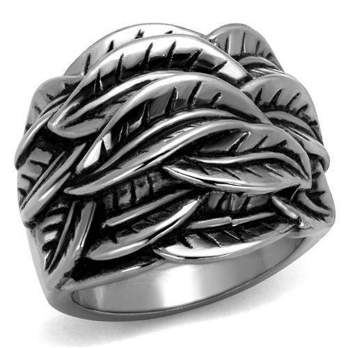 TK2336 - High polished (no plating) Stainless Steel Ring with Epoxy in Jet - Alamode - Flyclothing LLC