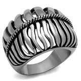 TK2341 - High polished (no plating) Stainless Steel Ring with Epoxy  in Jet - Alamode