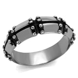 TK2342 - High polished (no plating) Stainless Steel Ring with Epoxy  in Jet - Alamode