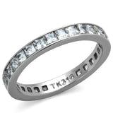 High polished (no plating) Stainless Steel Ring with AAA Grade CZ in Clear - Alamode - Flyclothing LLC
