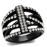 TK2354 - IP Black(Ion Plating) Stainless Steel Ring with Top Grade Crystal in Clear - Alamode - Flyclothing LLC