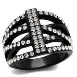 TK2354 - IP Black(Ion Plating) Stainless Steel Ring with Top Grade Crystal in Clear - Alamode - Flyclothing LLC