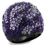 TK2358 - IP Black(Ion Plating) Stainless Steel Ring with Top Grade Crystal  in Tanzanite - Alamode