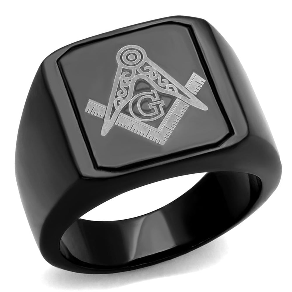 TK2371 - IP Black(Ion Plating) Stainless Steel Ring with No Stone - Alamode