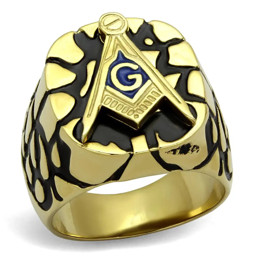 TK2372 - IP Gold(Ion Plating) Stainless Steel Ring with Epoxy in Capri Blue - Alamode - Flyclothing LLC