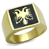 TK2373 - IP Gold(Ion Plating) Stainless Steel Ring with Epoxy in Jet - Alamode - Flyclothing LLC