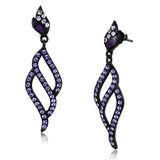 TK2379 - IP Black(Ion Plating) Stainless Steel Earrings with Top Grade Crystal  in Tanzanite - Alamode