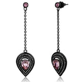 TK2380 - IP Black(Ion Plating) Stainless Steel Earrings with Top Grade Crystal in Light Rose - Alamode - Flyclothing LLC