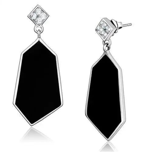 TK2382 - High polished (no plating) Stainless Steel Earrings with AAA Grade CZ in Clear - Alamode - Flyclothing LLC
