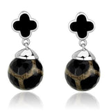 TK2383 - High polished (no plating) Stainless Steel Earrings with Synthetic Onyx in Multi Color - Alamode