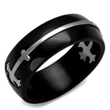 TK2392 - Two-Tone IP Black Stainless Steel Ring with No Stone - Alamode - Flyclothing LLC