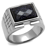 TK2399 - High polished (no plating) Stainless Steel Ring with Blue Sand  in Montana - Alamode
