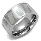 TK2401 - High polished (no plating) Stainless Steel Ring with Precious Stone Conch in White - Alamode - Flyclothing LLC