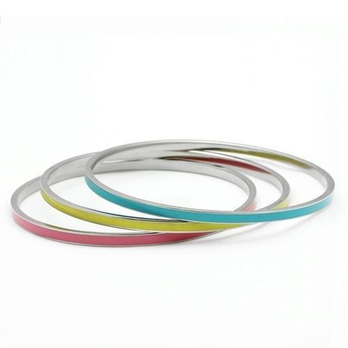 TK241 - High polished (no plating) Stainless Steel Bangle with No Stone - Alamode