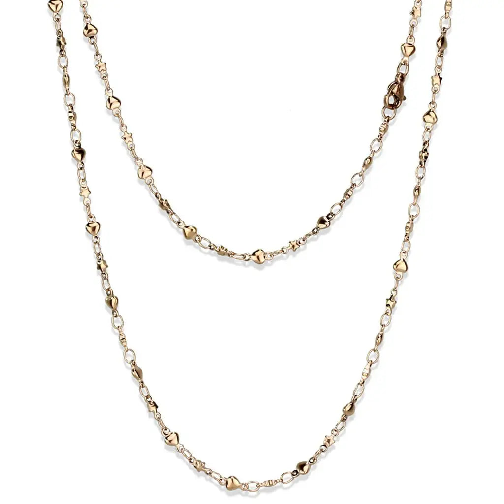TK2427R - IP Rose Gold(Ion Plating) Stainless Steel Chain with No Stone - Alamode - Flyclothing LLC