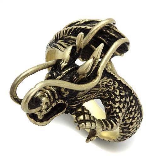TK2444 - IP Antique Copper Stainless Steel Ring with Epoxy in Jet - Alamode - Flyclothing LLC