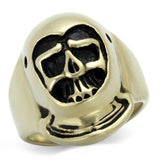 TK2447 - IP Antique Copper Stainless Steel Ring with Epoxy in Jet - Alamode - Flyclothing LLC